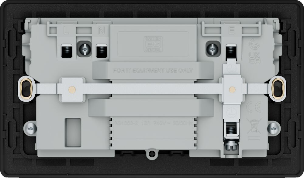BG Evolve PCDMB22UCC22B 13A Double Switched Power Socket + 2xUSB-C (22W) - Matt Black (Black)