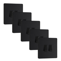 BG Evolve PCDMB42Bx5 20A 16AX 2 Way Double Light Switch - Matt Black (Black) (5 Pack)