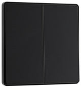 BG Evolve PCDMB42EB 20A 16AX 2 Way Double Light Switch, Edge to Edge Rocker - Matt Black (Black) - westbasedirect.com