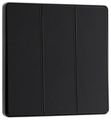 BG Evolve PCDMB43EB 20A 16AX 2 Way Triple Light Switch, Edge to Edge Rocker - Matt Black (Black) - westbasedirect.com