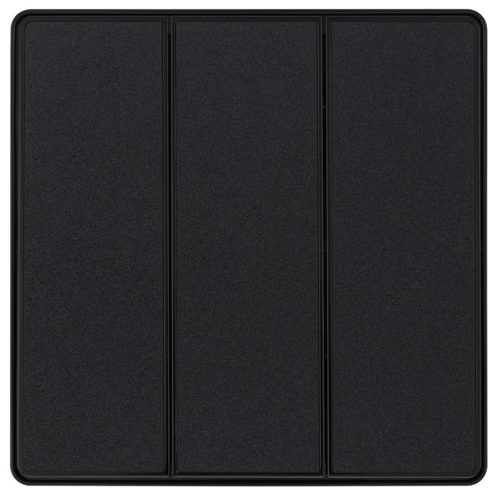 BG Evolve PCDMB43EB 20A 16AX 2 Way Triple Light Switch, Edge to Edge Rocker - Matt Black (Black) - westbasedirect.com