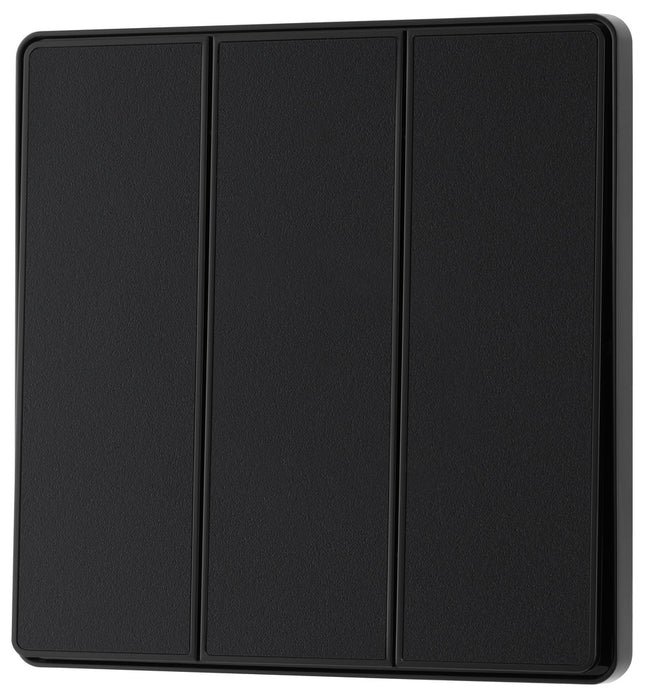 BG Evolve PCDMB43EB 20A 16AX 2 Way Triple Light Switch, Edge to Edge Rocker - Matt Black (Black) - westbasedirect.com