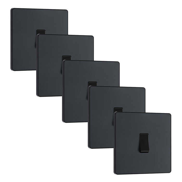 BG Evolve PCDMG12Bx5 20A 16AX 2 Way Single Light Switch - Matt Grey (Black) (5 Pack)