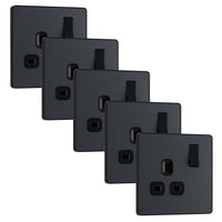 BG Evolve PCDMG21Bx5 13A Single Switched Power Socket - Matt Grey (Black) (5 Pack)