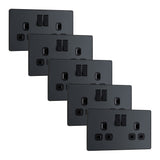 BG Evolve PCDMG22Bx5 13A Double Switched Power Socket - Matt Grey (Black) (5 Pack) - westbasedirect.com