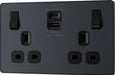 BG Evolve PCDMG22UAC22B 13A Double Switched Power Socket + USB A+C (22W) - Matt Grey (Black) - westbasedirect.com