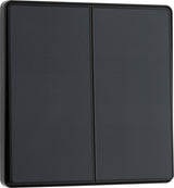 BG Evolve PCDMG42EB 20A 16AX 2 Way Double Light Switch, Edge to Edge Rocker - Matt Grey (Black) - westbasedirect.com