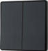 BG Evolve PCDMG42EB 20A 16AX 2 Way Double Light Switch, Edge to Edge Rocker - Matt Grey (Black) - westbasedirect.com