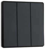 BG Evolve PCDMG43EB 20A 16AX 2 Way Triple Light Switch, Edge to Edge Rocker - Matt Grey (Black) - westbasedirect.com