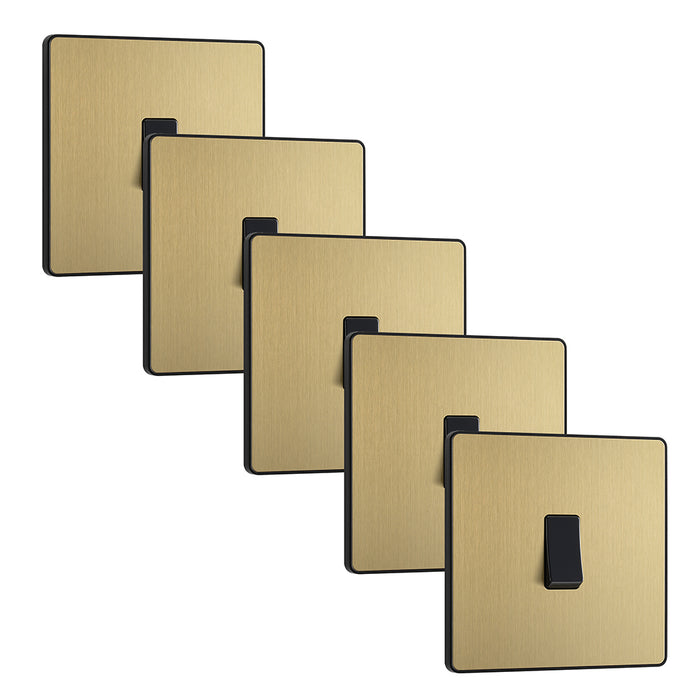 BG Evolve PCDSB12Bx5 20A 16AX 2 Way Single Light Switch - Satin Brass (Black) (5 Pack)