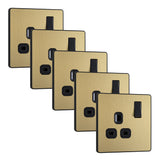 BG Evolve PCDSB21Bx5 13A Single Switched Power Socket - Satin Brass (Black) (5 Pack) - westbasedirect.com