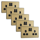 BG Evolve PCDSB22Bx5 13A Double Switched Power Socket - Satin Brass (Black) (5 Pack) - westbasedirect.com