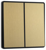 BG Evolve PCDSB42EB 20A 16AX 2 Way Double Light Switch, Edge to Edge Rocker - Satin Brass (Black) - westbasedirect.com