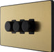 BG Evolve PCDSB83B 2-Way Trailing Edge LED 200W Triple Dimmer Switch Push On/Off - Satin Brass (Black) - westbasedirect.com