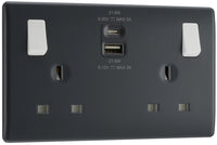 BG Part M PM22UAC22 13A Double Switched Power Socket + USB A+C (22W)