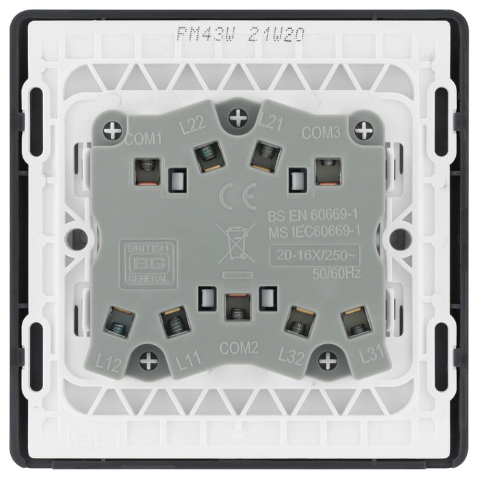 BG Part M PM43W Triple Light Switch 10A Wide Rocker - westbasedirect.com