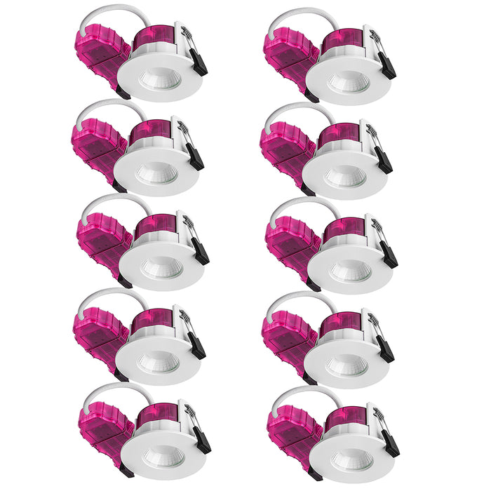 Luceco PTF6WD2W FType Elite 4W/6W 690Lm Power Change & CCT Change 3000K/4000K Dim2Warm Dimmable IP65 White - Flat (10 Pack)