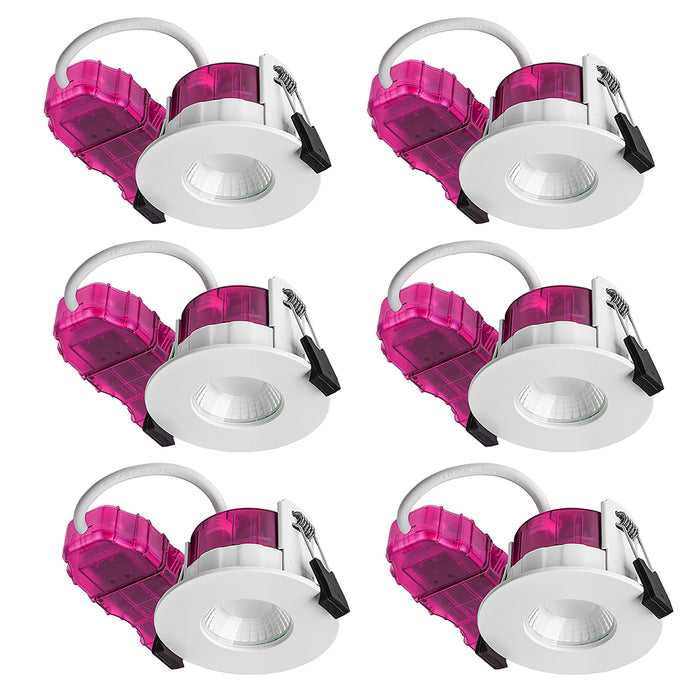 Luceco PTF6WD2W FType Elite 4W/6W 690Lm Power Change & CCT Change 3000K/4000K Dim2Warm Dimmable IP65 White - Flat (6 Pack)