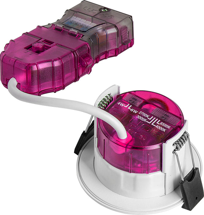 Luceco PTF6WD2W FType Elite 4W/6W 690Lm Power Change & CCT Change 3000K/4000K Dim2Warm Dimmable IP65 White - Flat (10 Pack)