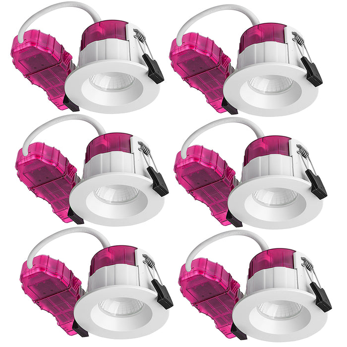 Luceco PTR6WD2W FType Elite 4W/6W 690Lm Power Change & CCT Change 3000K/4000K Dim2Warm Dimmable IP65 White - Regressed (6 Pack)