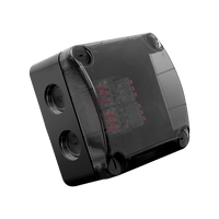 Unicrimp QOE8553BLKTF 85mmx85mmx52mm IP66 Weatherproof Enclosure with Semi-Transparent Lid & Furnished with 4x3 Way Lever Connectors - Black