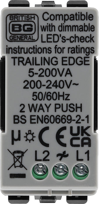 BG RFBDTR Nexus Grid Dimmer 2-Way 200W Trailing Edge - Matt Black - westbasedirect.com