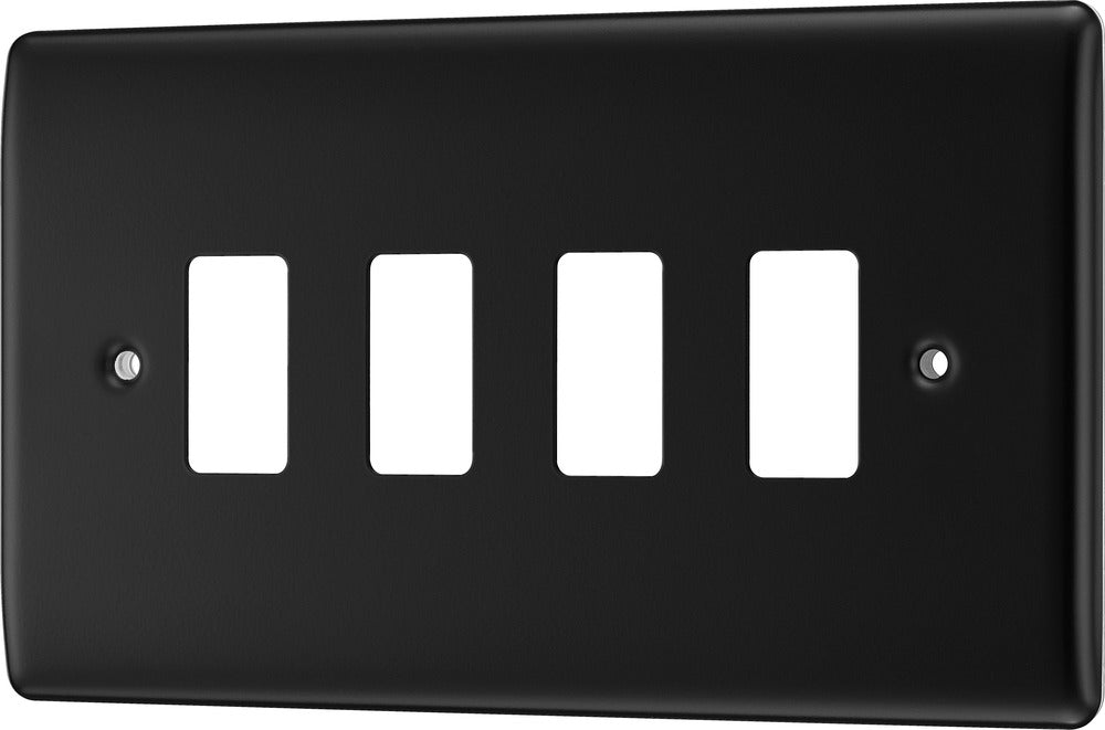 BG RNFB4 Nexus Metal 4G Grid Front Plate - Matt Black - westbasedirect.com