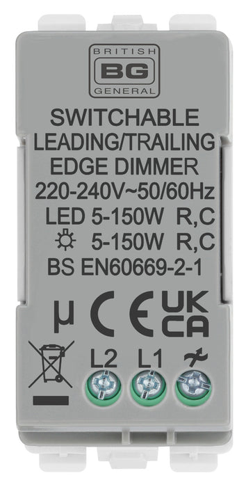 BG RPCDLT Nexus Grid 2-Way Intelligent Dual Mode Dimmer Module - Polished Chrome