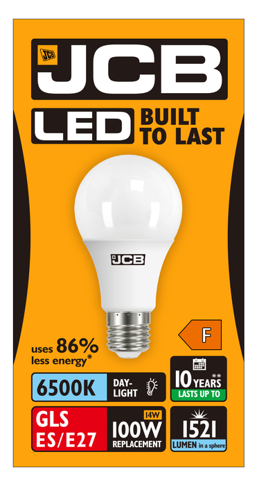 JCB S10996 E27 ES GLS LED Bulb Opal 14W 1521lm Daylight 6500K