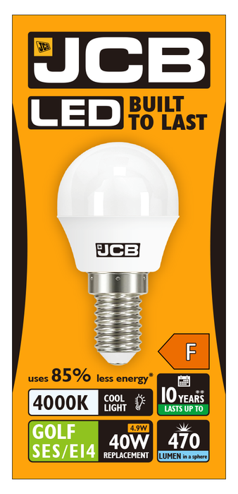 JCB S12501 E14 SES Golf LED Bulb Opal 4.9W 470lm Cool White 4000K (12 Pack)