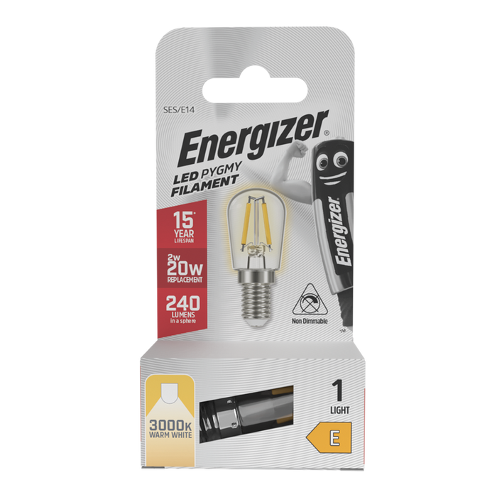 Energizer S13561 2W 240lm E14 SES Filament Pygmy LED Bulb Warm White 3000K - westbasedirect.com