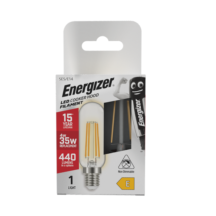 Energizer S13563 4W 440lm E14 SES Filament Cookerhood LED Bulb Warm White 3000K - westbasedirect.com