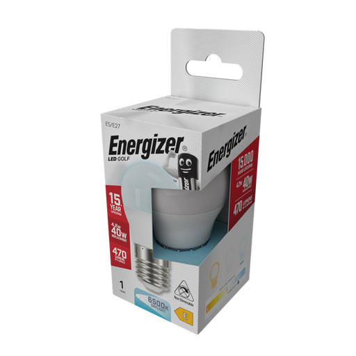 Energizer S13572 4.2W 470lm E27 ES Golf LED Bulb Opal Daylight 6500K - westbasedirect.com