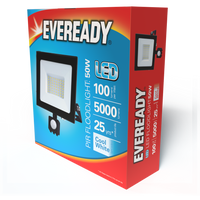 Eveready S13951 50W IP44 LED PIR Floodlight Cool White 4000K