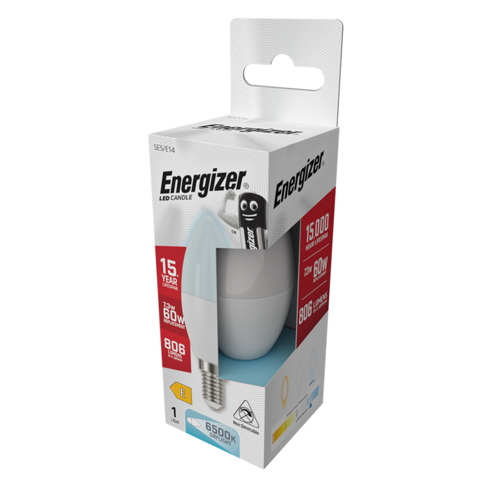 Energizer 7.3W 806lm E14 SES Candle LED Bulb Opal Daylight 6500K