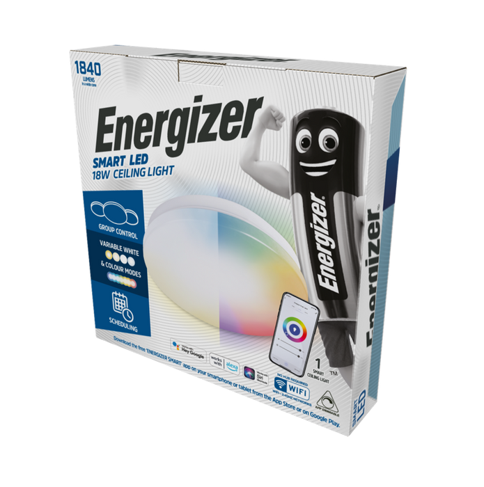 Energizer Smart S18476 18W RGBW & CCT Ceiling Light - westbasedirect.com