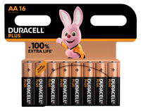 Duracell +100% Plus Power AA LR6 MN1500 Alkaline Batteries | 16 Pack