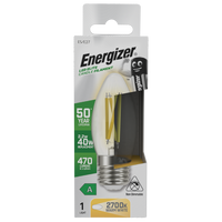 Energizer S29636 A Rated LED Elite Candle E27 Filament 470lm 2.2W 2700K (Warm White)(12 Pack)