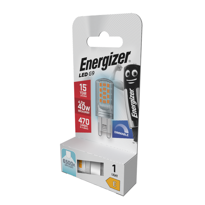 Energizer S29830 4.2W 470lm G9 LED Capsule Bulb Daylight 6500K Dimmable (Box)