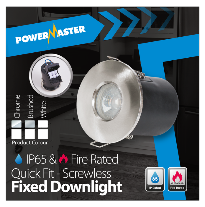 Powermaster S6594 IP65 & Fire Rated Downlight - Chrome