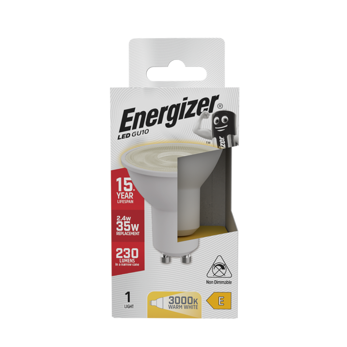 Energizer S8821 2.4W 230lm GU10 Spotlight LED Bulb Warm White 3000K - westbasedirect.com