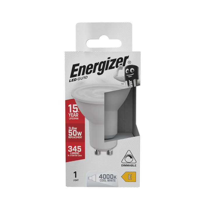 Energizer S8827 4.7W 345lm GU10 Spotlight LED Bulb Cool White 4000K Dimmable - westbasedirect.com