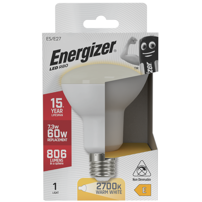 Energizer S9016 7.3W 806lm E27 ES R80 High Tech LED Bulb Warm White 2700K - westbasedirect.com
