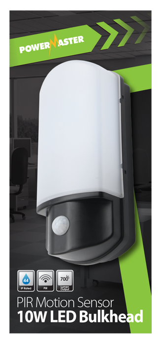 Powermaster S9348 10W IP44 Polycarbonate LED Bulkhead with PIR Motion Sensor