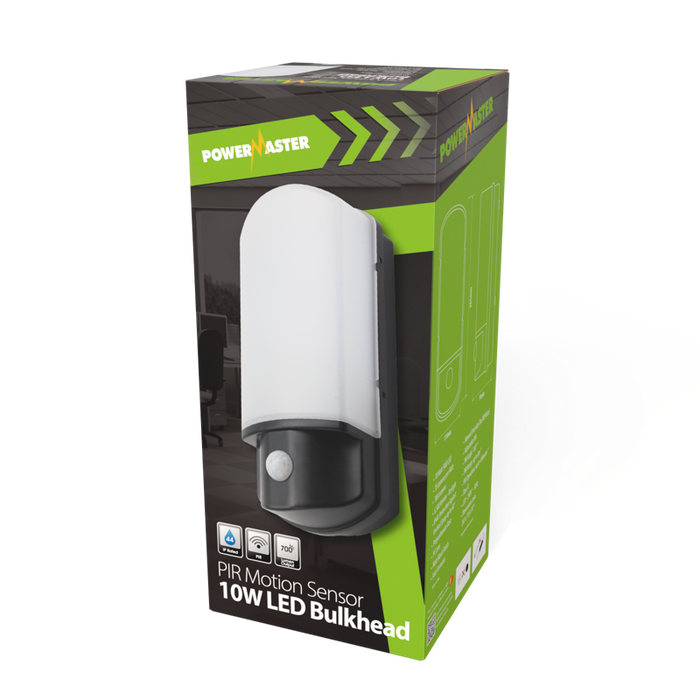 Powermaster S9348 10W IP44 Polycarbonate LED Bulkhead with PIR Motion Sensor