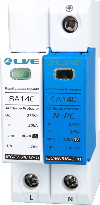 LIVE Electrical SA140 1P+N 2 Pole 20kA/40kA Type 2 Surge Protective Device (SPD) - westbasedirect.com