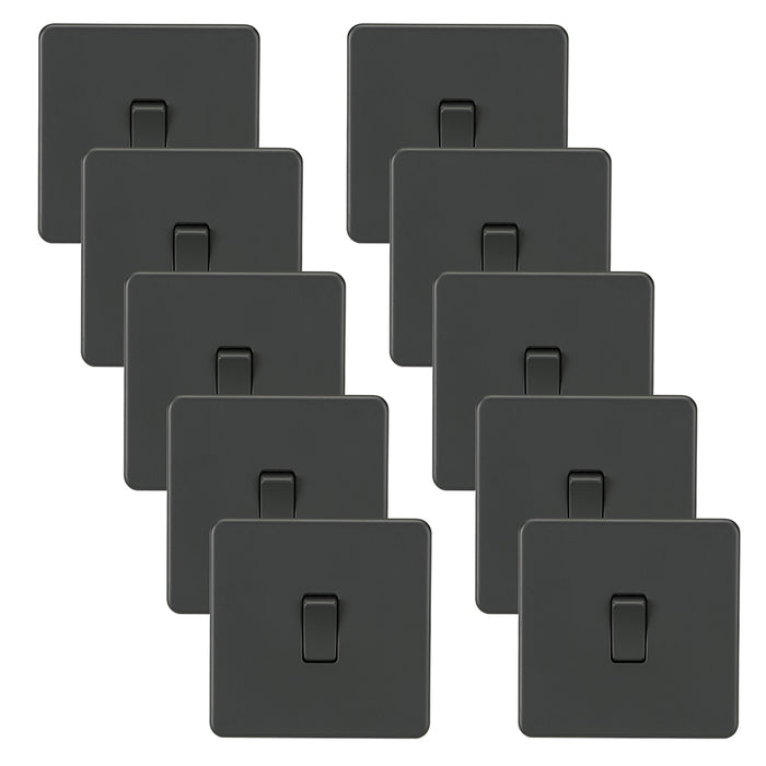 Knightsbridge SF2000ATx10 Screwless 10AX 1G 2-Way Switch - Anthracite (10 Pack)