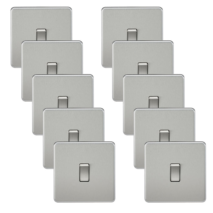 Knightsbridge SF2000BCx10 Screwless 10AX 1G 2-Way Switch - Brushed Chrome (10 Pack)