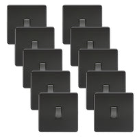 Knightsbridge SF2000MBBx10 Screwless 10AX 1G 2-Way Switch - Matt Black + Black Rocker (10 Pack)