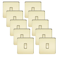 Knightsbridge SF2000PBx10 Screwless 10AX 1G 2-Way Switch - Polished Brass (10 Pack)
